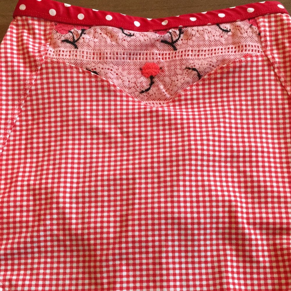 ADORABLE retro pinup cherry gingham polka dot lace swimsuit bikini 👙 🍒 - Picture 11 of 16